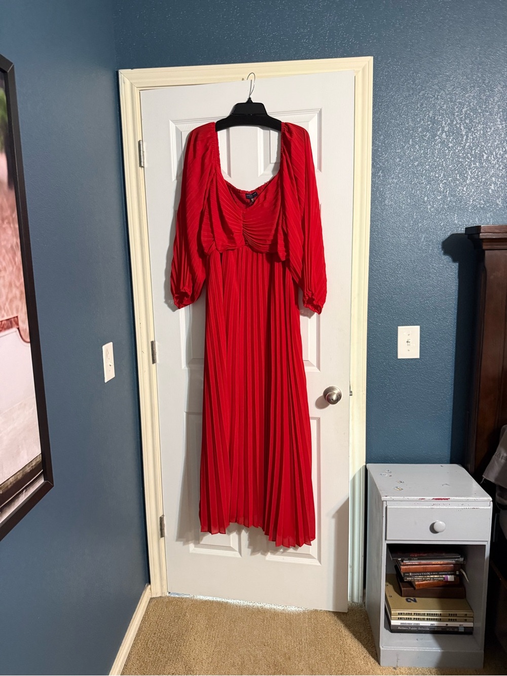Red Pleated Maxi Dress - Women. Plus size. 3x. Skies are Blue Curvy Brand.